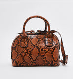 Max Fashion- Reptilian Textured Dome Bag with Twin Handle Straps