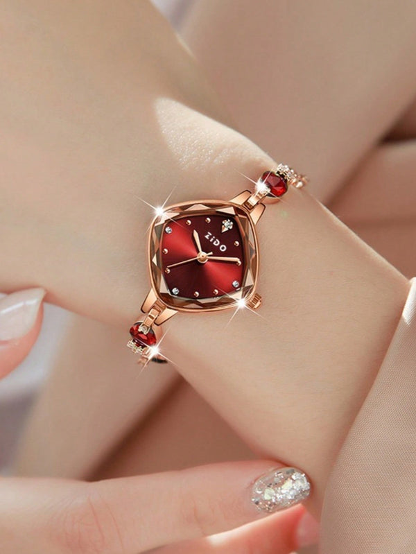 Shein - 1pc Fashionable & Stylish & Beautiful & Luxurious Crystal Rhombus Women's Wrist Watch