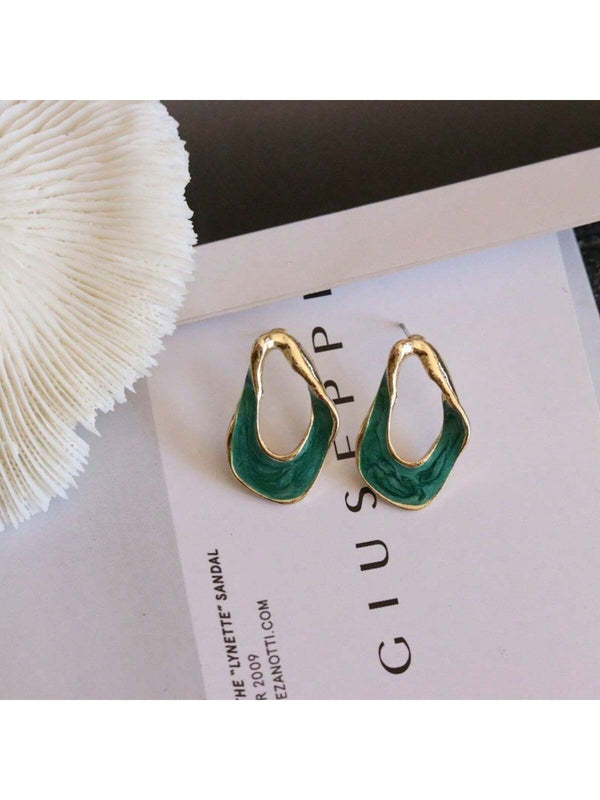 Shein - 1pair Fashionable Geometric Decor Stud Earrings For Women For Daily Decoration