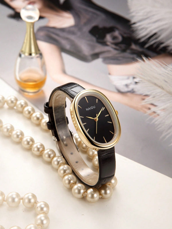 Shein - Vintage Minimalist Fashion Women's Leather Strap Quartz Watch