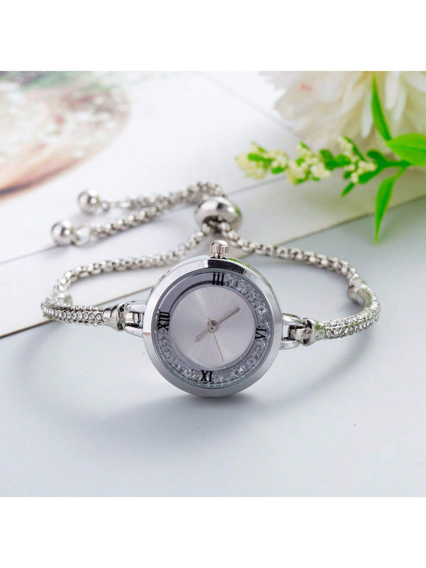 Shein - 2023 New Fashion Women's Watch, Ladies Quartz Watch With Rhinestone, Casual Style Wristwatch For Girls, Birthday Gift