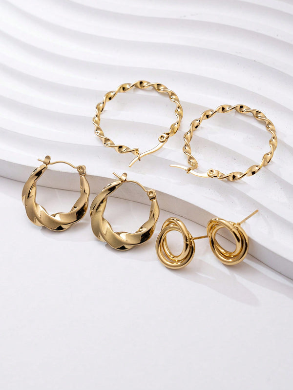 Shein - 18k Gold Plated Earring Set