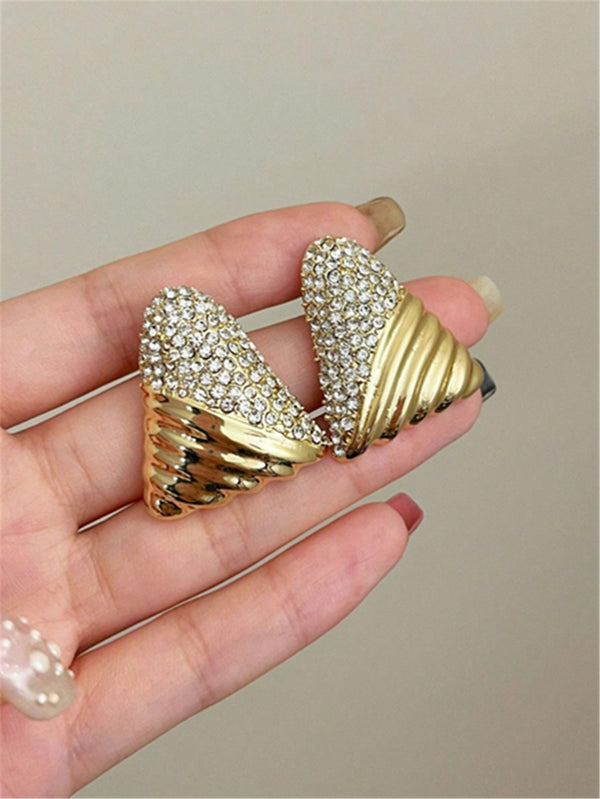 Shein - 1pair Exaggerated Western Style Rhinestone Stud Earrings