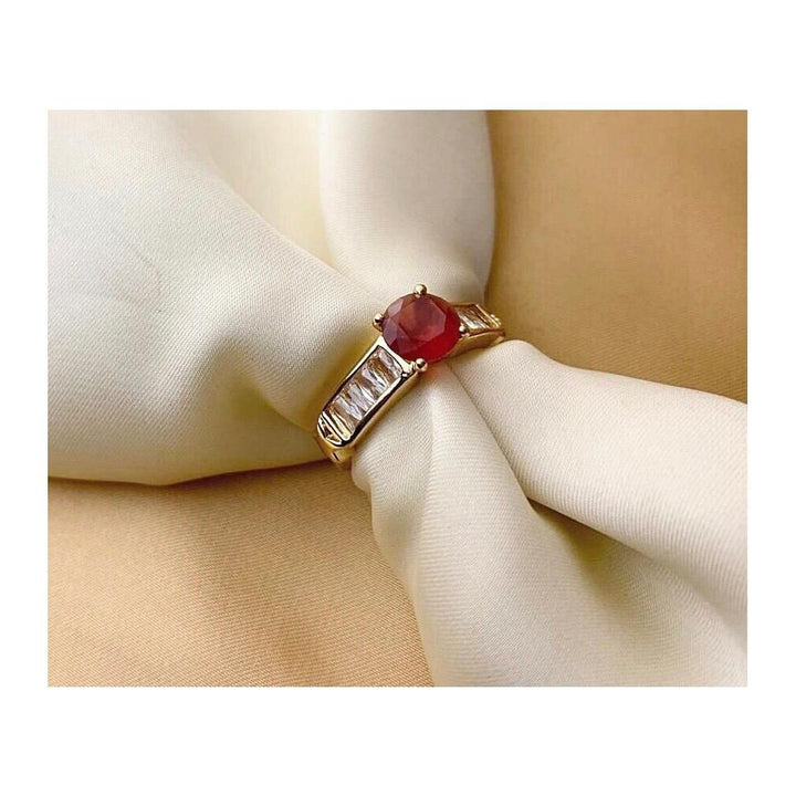 House Of Jewels- Red Gemstone  Gold  Ring