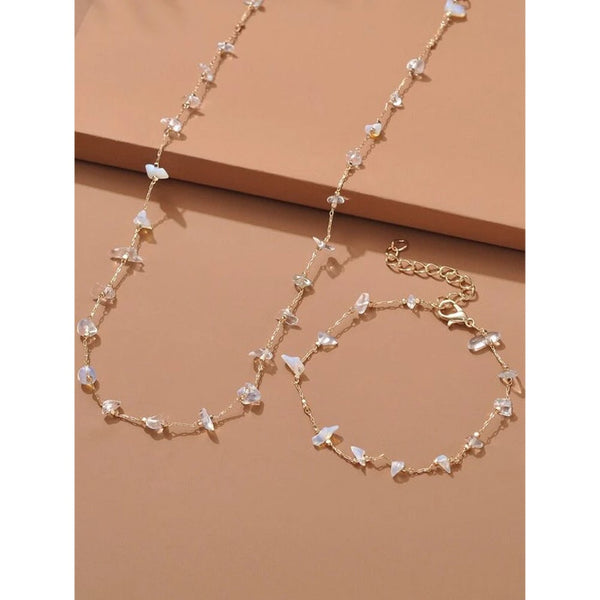 Shein- 2pcs Crystal Jewelry Set