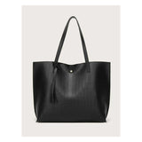 Shein- Black Large Capacity Tassel Decorated Organizer Handbag by Bagallery priced at 4600 | Bagallery
