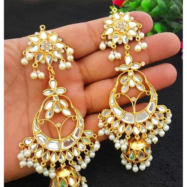 House Of Jewels- Silver Kundan  Linked  Jhumkas