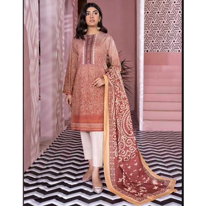 Limelight- 2 Pc Printed Winter Cotton Suit- Tea Pink