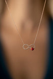 İzla Design Womens Infinity and Ladybug Model Silver Necklace PKT-TLYSLVR0791