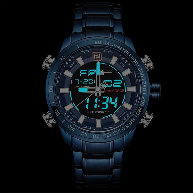 NaviForce- Steel Band Quartz DUAL TIME EDITION NF9093