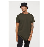 H&M- Dark Green Melange Long Fit T-shirt