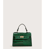 Shein- Twist Lock Croc Embossed Satchel Bag