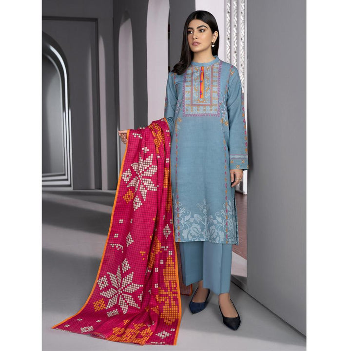 Limelight- 2 Pc Printed Khaddar Suit- Denim  Blue