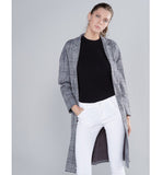 Max Fashion- Chequered Coat with Long Sleeves and Notched Lapel
