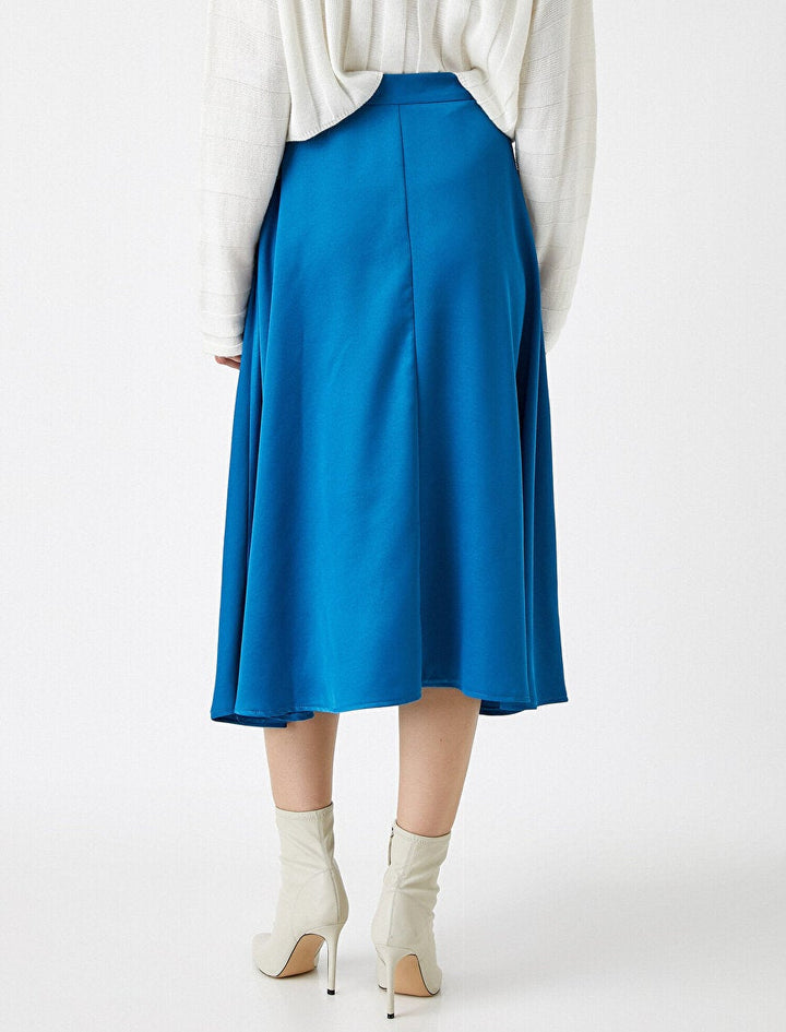 Koton- Straight Flared Skirt Elastic Waist - Petrol