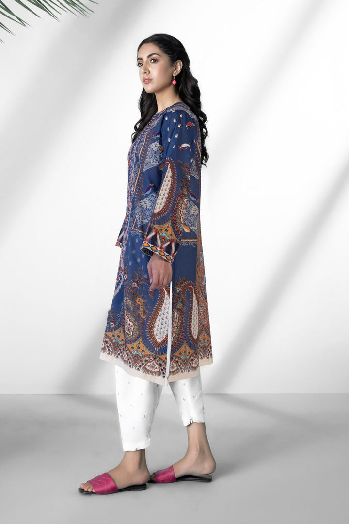 Sapphire-Embroidered Lawn Shirt