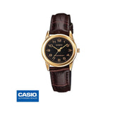 Casio- LTP-V001GL-1BUDF Women's Watch BROWN Leather SS GOLD-Tone Case