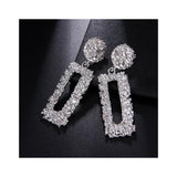 Dama Rusa- Silver Vintage Metal Rectangular Statement Earrings Set for Women- TM-E-17