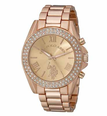 U.S. Polo Assn- Womens USC40037 Rose Gold-Tone Watch with Crystals