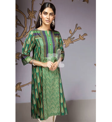 Nishat Linen- PPE19-52 Green Printed Stitched Lawn Shirt - 1PC