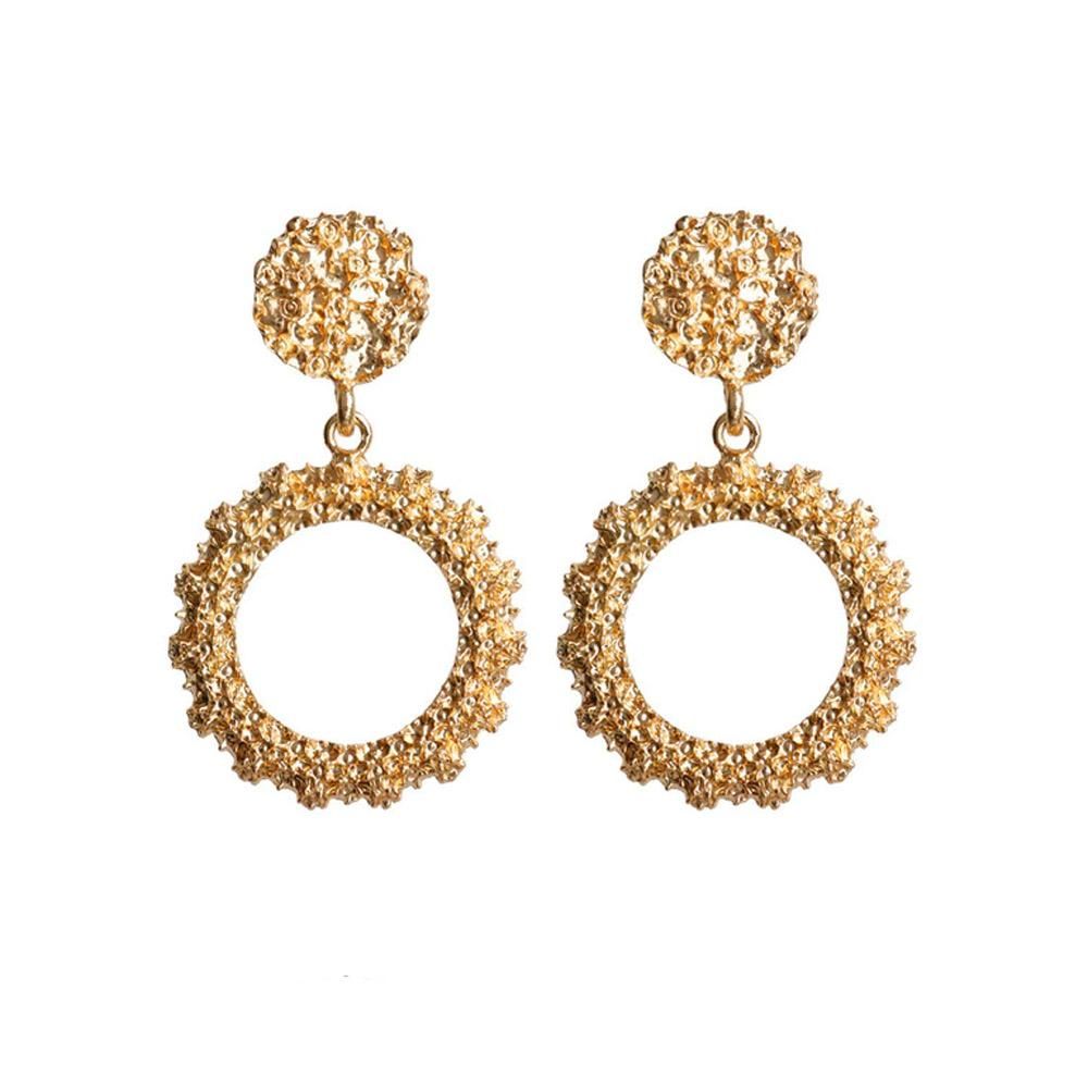 Dama Rusa- Golden Vintage Metal Round Statement Earrings Set for Women- TM-E-19