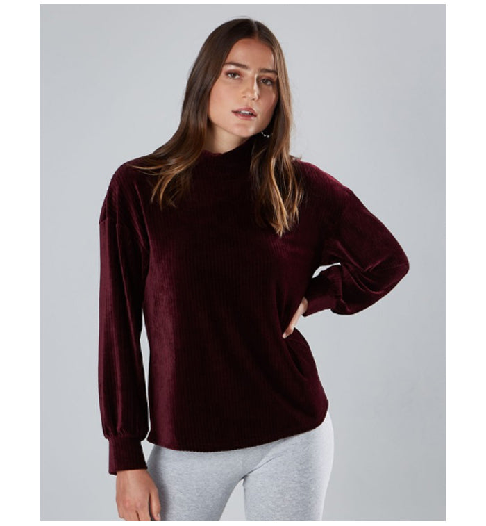 Max Fashion- Ribbed High Neck Top with Long Sleeves