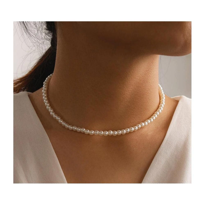 The Marshall- White Imitation Pearl Choker Necklace - TM-CN-23