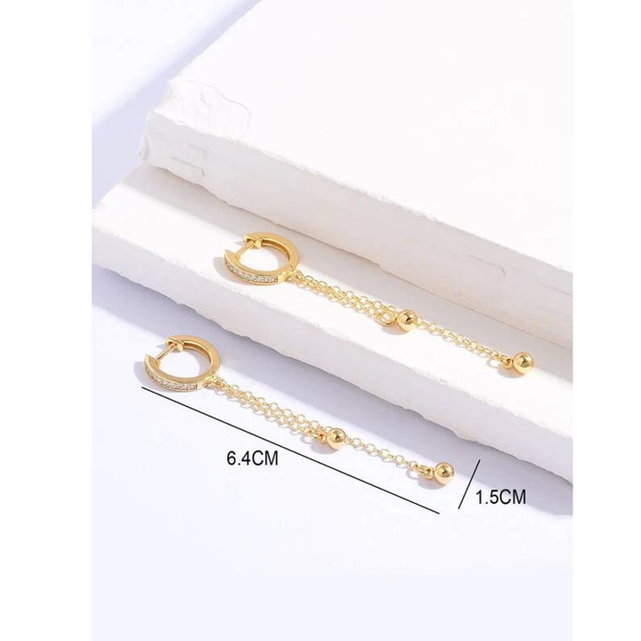 Shein- 18K Gold Plated Zircon Decor Drop Earrings