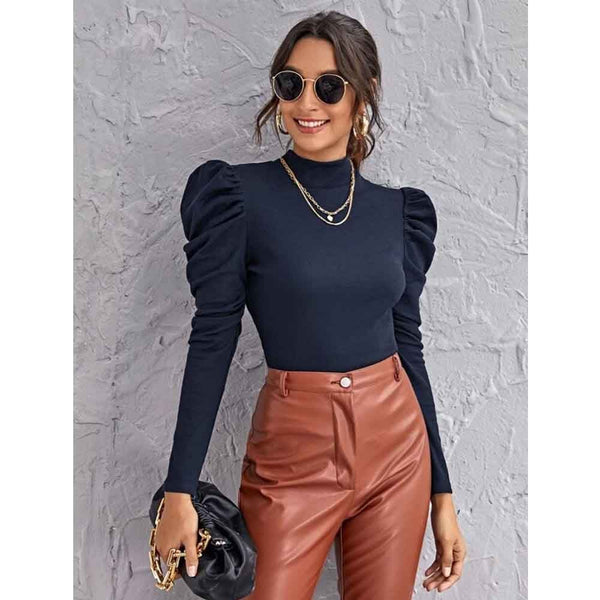 Shein- Mock-neck Gigot Sleeve Top