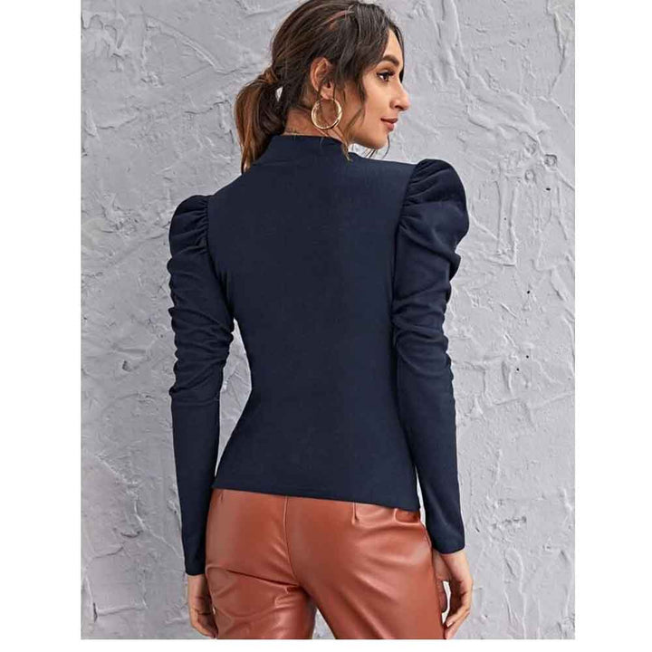 Shein- Mock-neck Gigot Sleeve Top