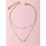 Shein- Layered Necklace With Artificial Pearl 2 Pieces