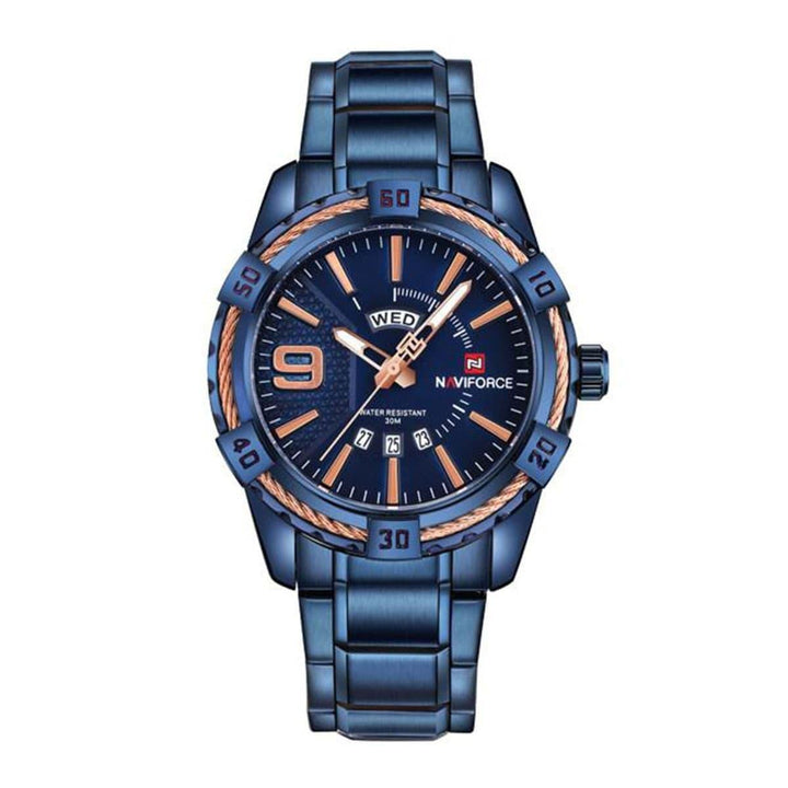 Naviforce- NF9117 Stainless Steel Analog Watch for Men – Royal Blue