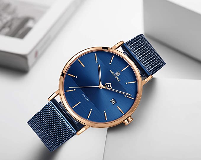 NAVIFORCE- Women's Analog Quartz Watch with Stainless Steel Bracelet NF3008 Blue