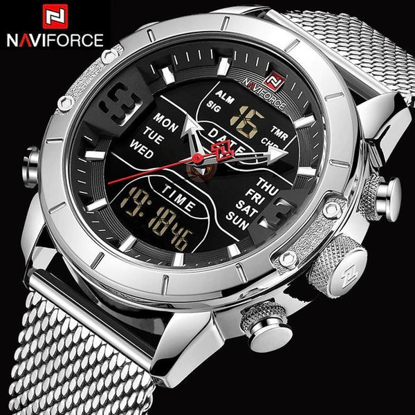 Naviforce - NF-9153 Mesh Band Dual Time Edition - Black