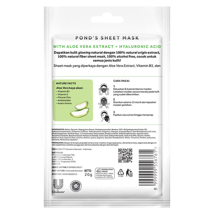 Ponds Sheet Mask Aloe Vera 2X12X20G