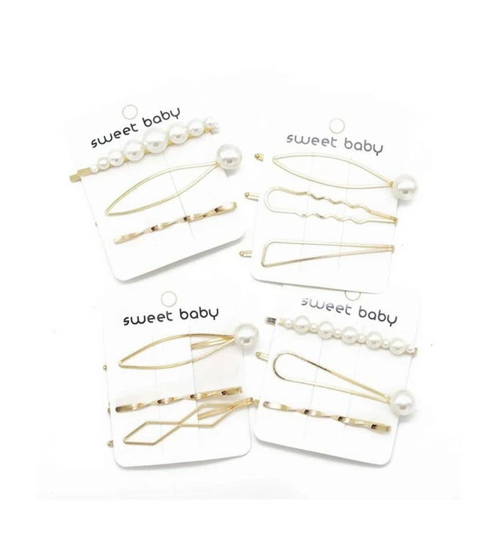 Shein- Synthetic Hair Pin With Random Pearls 3 Pieces