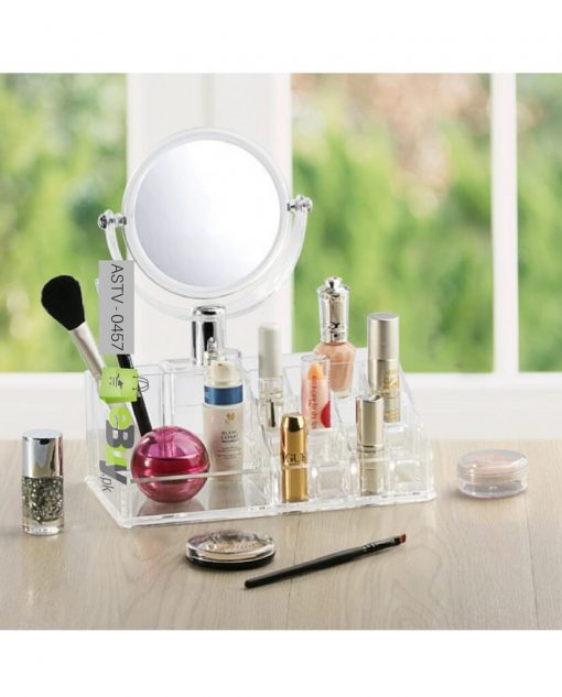 Makeup Organizer- Acrylic Lipstick Cosmetic Organizer With Mirror