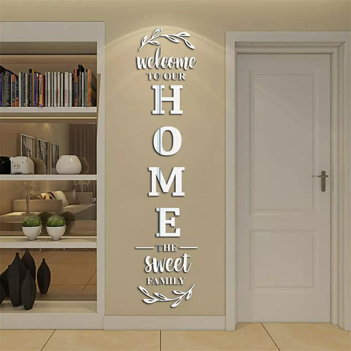 Acrylic wall décor (Welcome To Our Home) Silver