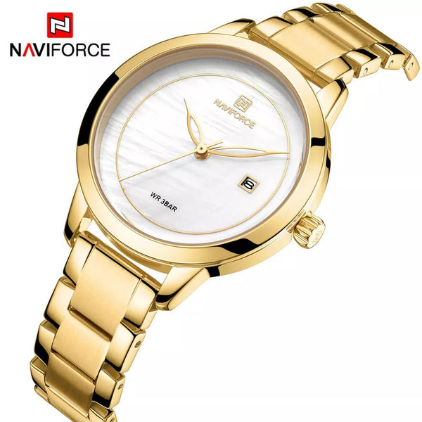 NAVIFORCE- Women's Metal Analog Watch NF5008 G/W