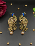 Garnet Lane- Peacock Antique Pearl Earrings	BLUE