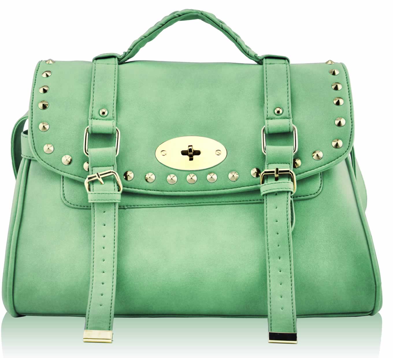Silk Avenue - LS0053 - Green Buckle Detail Fashion Satchel by Silk Avenue priced at #price# | Bagallery Deals