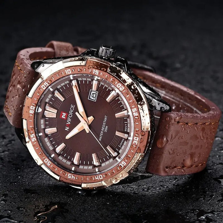 Naviforce- NF9056 Men Leather Band Quartz