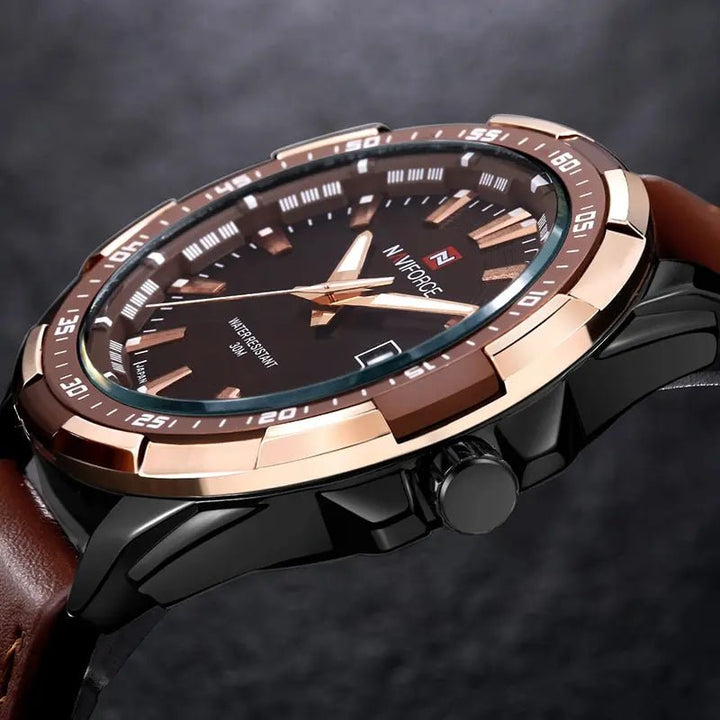 Naviforce- NF9056 Men Leather Band Quartz