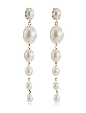 Shein- fashion women earrings with exaggerated personality and asymmetric pearl earrings