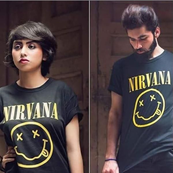 Emerce- NIRVANA Printed Half Sleeves T Shirt Black