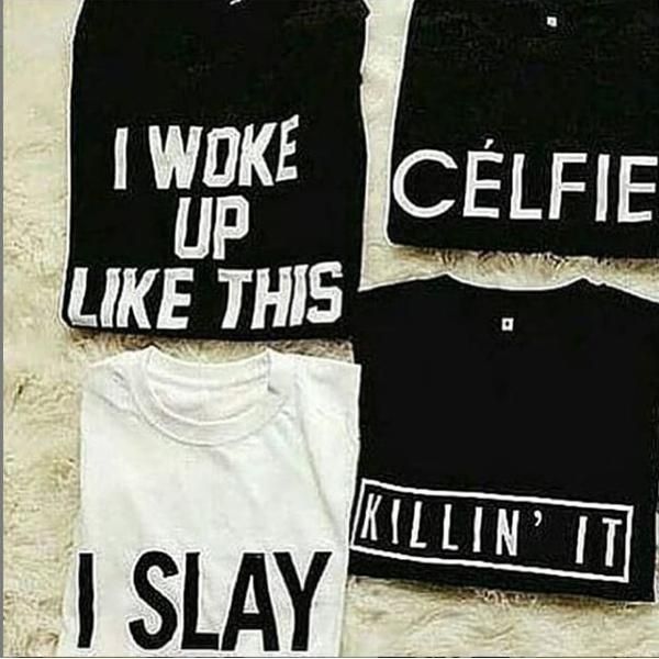 Emerce- Pack Of 4 (I Woke up+celfie+Islay+killin it) Printed Half Sleeves T Shirts Black&White