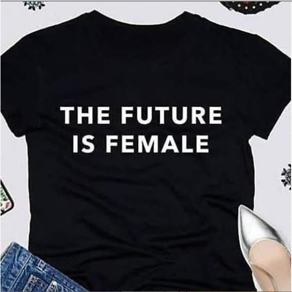 Emerce- THE FUTURE IS FEMALE Printed Half Sleeves T Shirt Black
