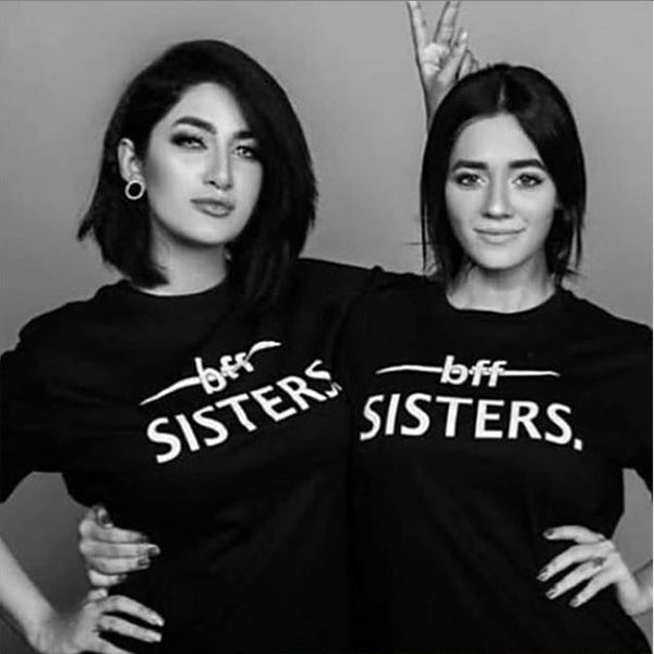Emerce- Pack Of 2 Bff SISTERS. Printed Half Sleeves T-Shirt - Black (S,M,L,XL)