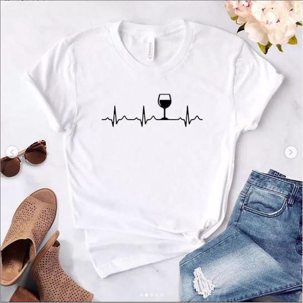 Emerce- GlasswithLine Printed Half Sleeves T Shirt White