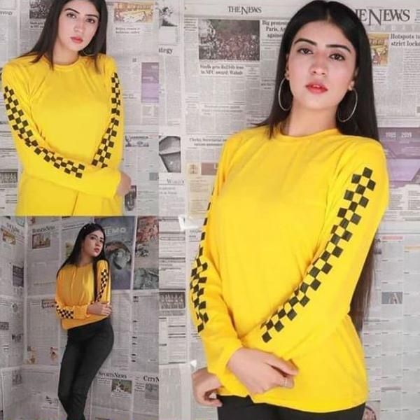 Emerce- Checkered Full Sleeves T Shirt Yellow